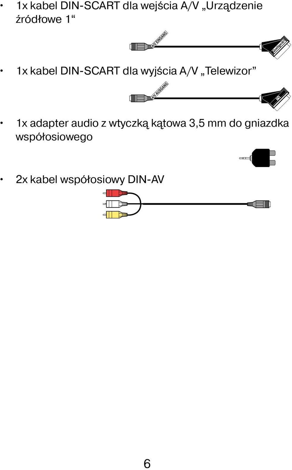 Telewizor 1x adapter audio z wtyczką kątowa 3,5