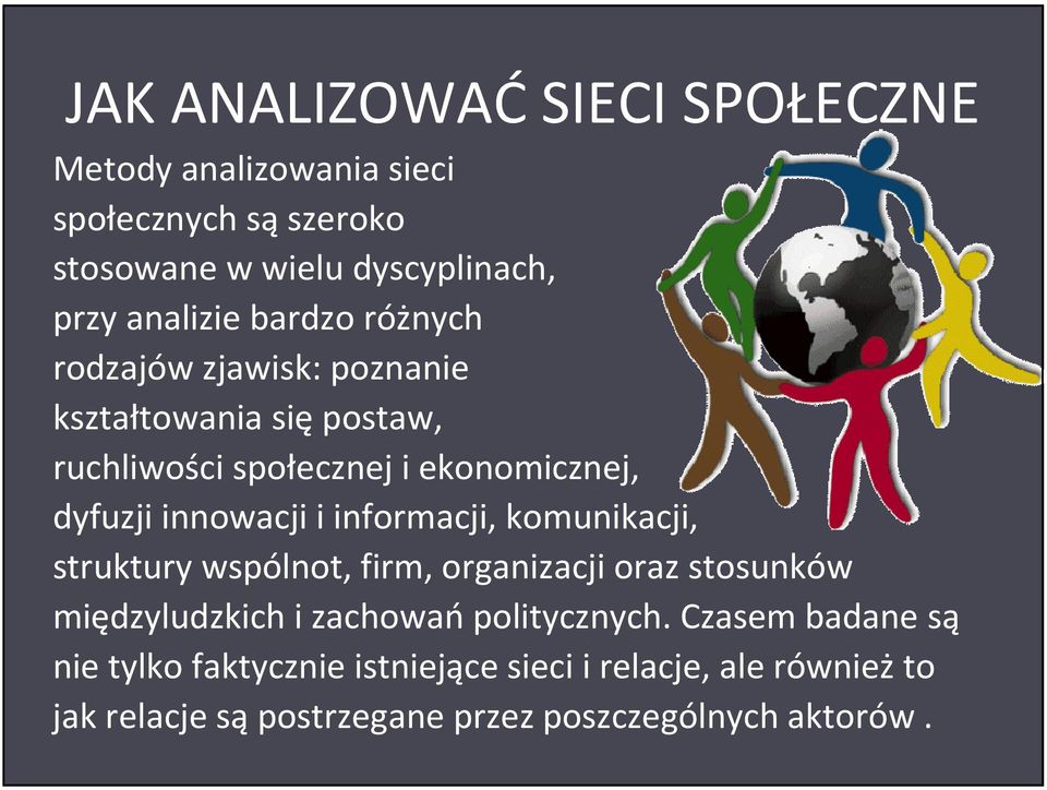 informacji, komunikacji, struktury wspólnot, firm, organizacji oraz stosunków międzyludzkich i zachowań politycznych.