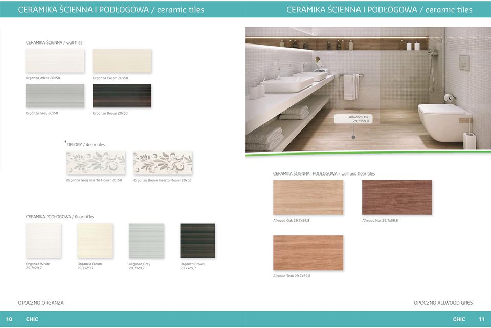 Inserto Flower 20x50 CERAMIKA ŚCIENNA I PODŁOGOWA / wall and floor tiles CERAMIKA PODŁOGOWA / floor titles Allwood Oak 29,7x59,8 Allwood Nut 29,7x59,8