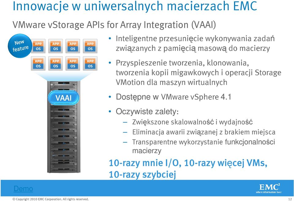 Storage VMotion dla maszyn wirtualnych Dostępne w VMware vsphere 4.