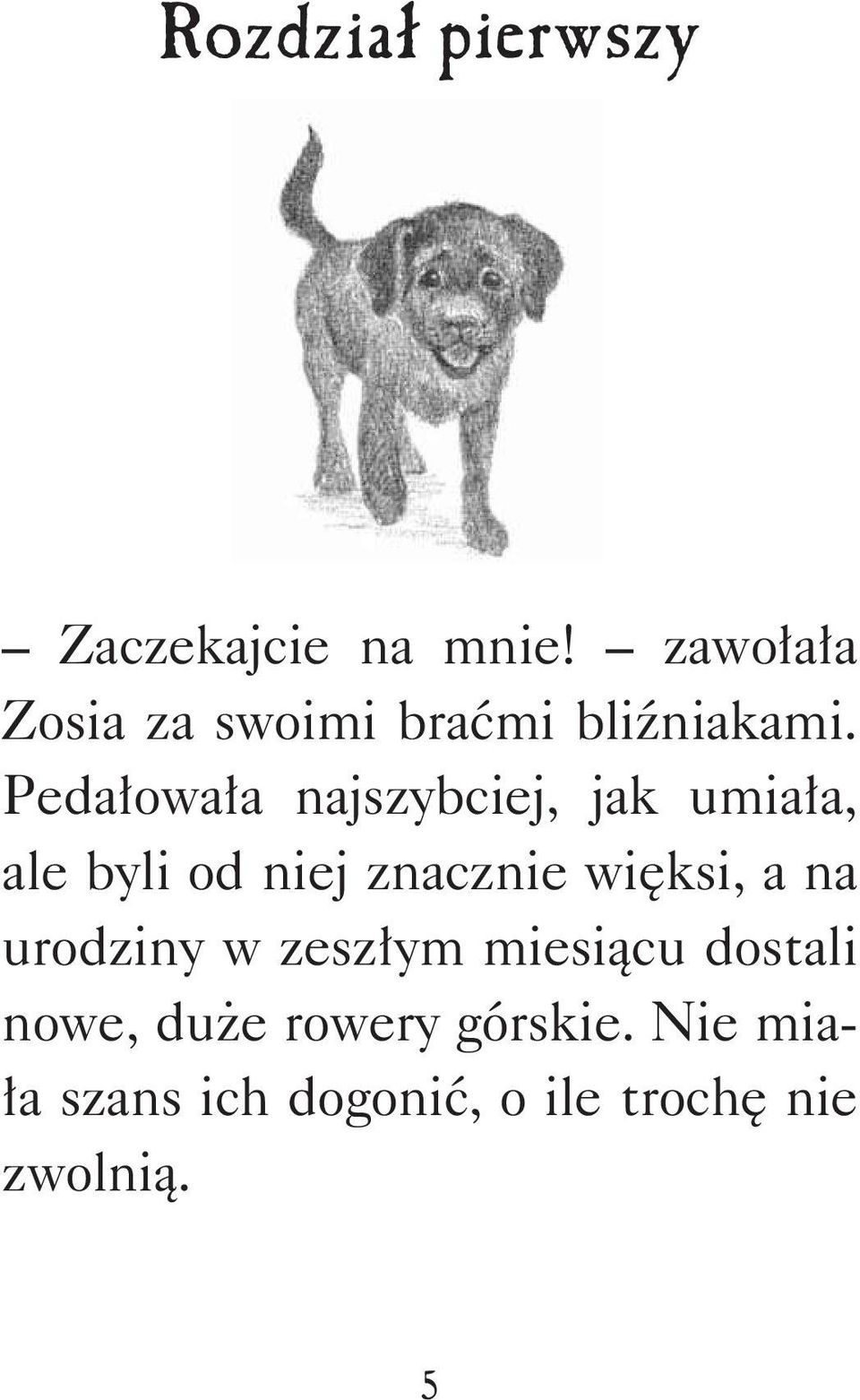 Pedałowała najszybciej, jak umiała, ale byli od niej znacznie więksi,