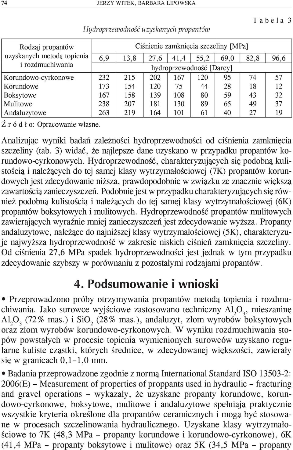 238 207 181 130 89 65 49 37 263 219 164 101 61 40 27 19 Analizując wyniki badań zależności hydroprzewodności od ciśnienia zamknięcia szczeliny (tab.