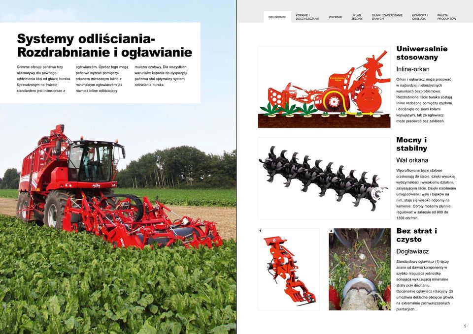 Oprócz tego mogą państwo wybrać pomiędzyorkanem mieszanym Inline z mini malnym ogławiaczem jak również Inline odliściający mulczer czołowy.