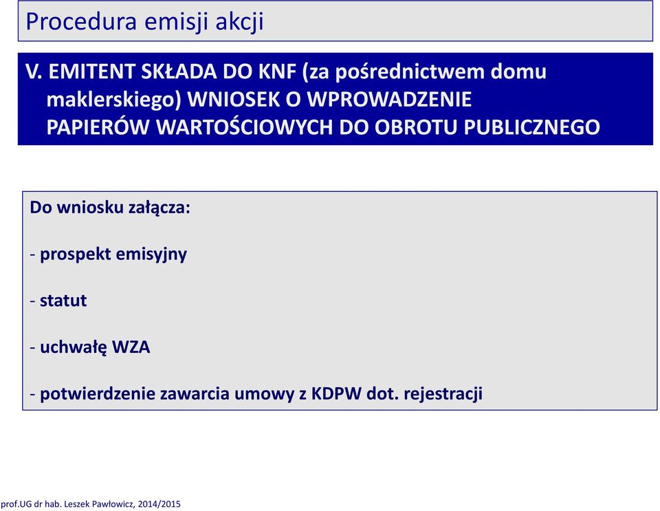 O WPROWADZENIE PAPIERÓW WARTOŚCIOWYCH DO OBROTU PUBLICZNEGO Do