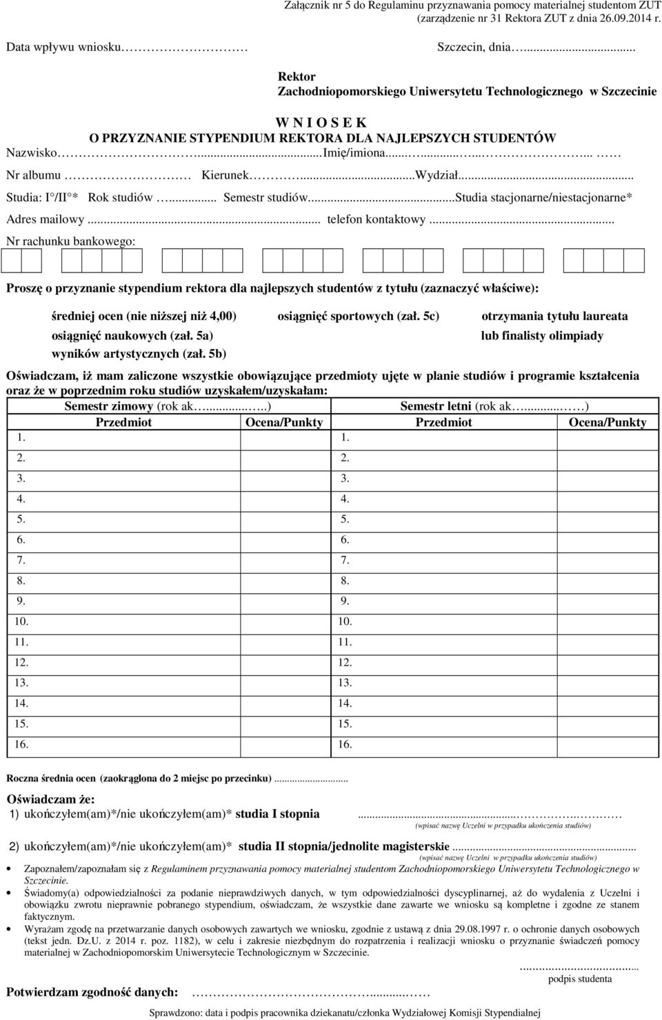 ..Wydział... Studia: I /II * Rok studiów... Semestr studiów...studia stacjonarne/niestacjonarne* Adres mailowy... telefon kontaktowy.