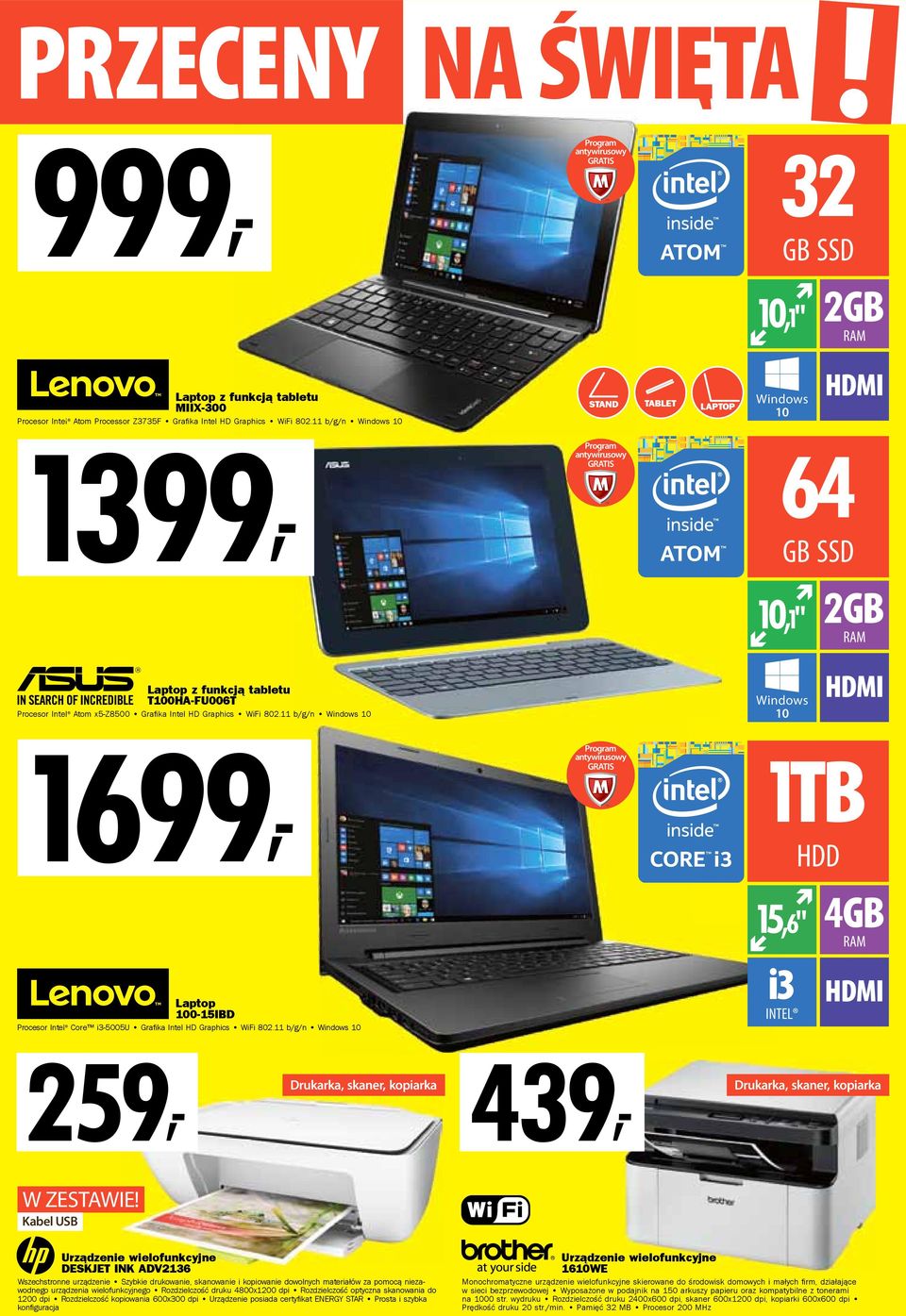 11 b/g/n Windows 10 1699, Windows 10 HDD 1TB Laptop 100-15IBD Procesor Intel Core i3-5005u Grafika Intel HD Graphics WiFi 802.
