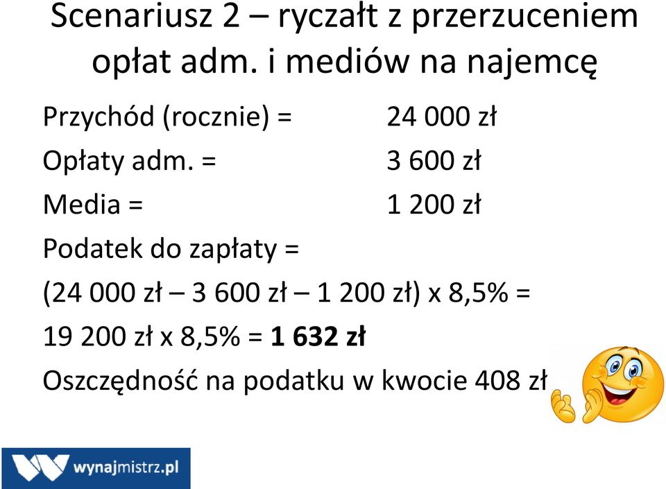 = Media = 24 000 zł 3 600 zł 1 200 zł Podatek do zapłaty = (24 000