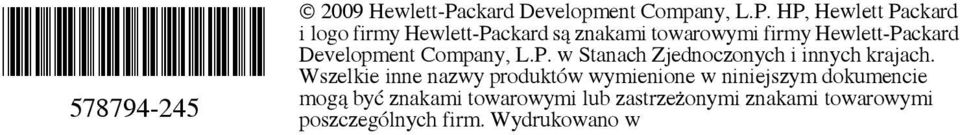 HP, Hewlett Packard i logo firmy Hewlett-Packard są znakami towarowymi firmy Hewlett-Pa w