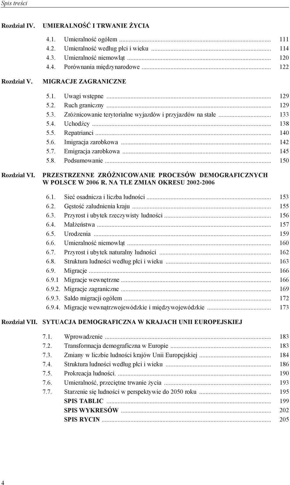 .. 140 5.6. Imigracja zarobkowa... 142 5.7. Emigracja zarobkowa... 145 5.8. Podsumowanie... 150 Rozdział VI. PRZESTRZENNE ZRÓŻNICOWANIE PROCESÓW DEMOGRAFICZNYCH W POLSCE W 2006 R.