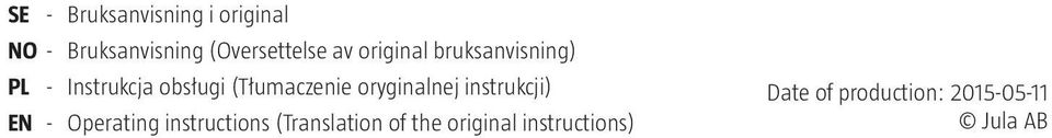 oryginalnej instrukcji) EN - Operating instructions (Translation