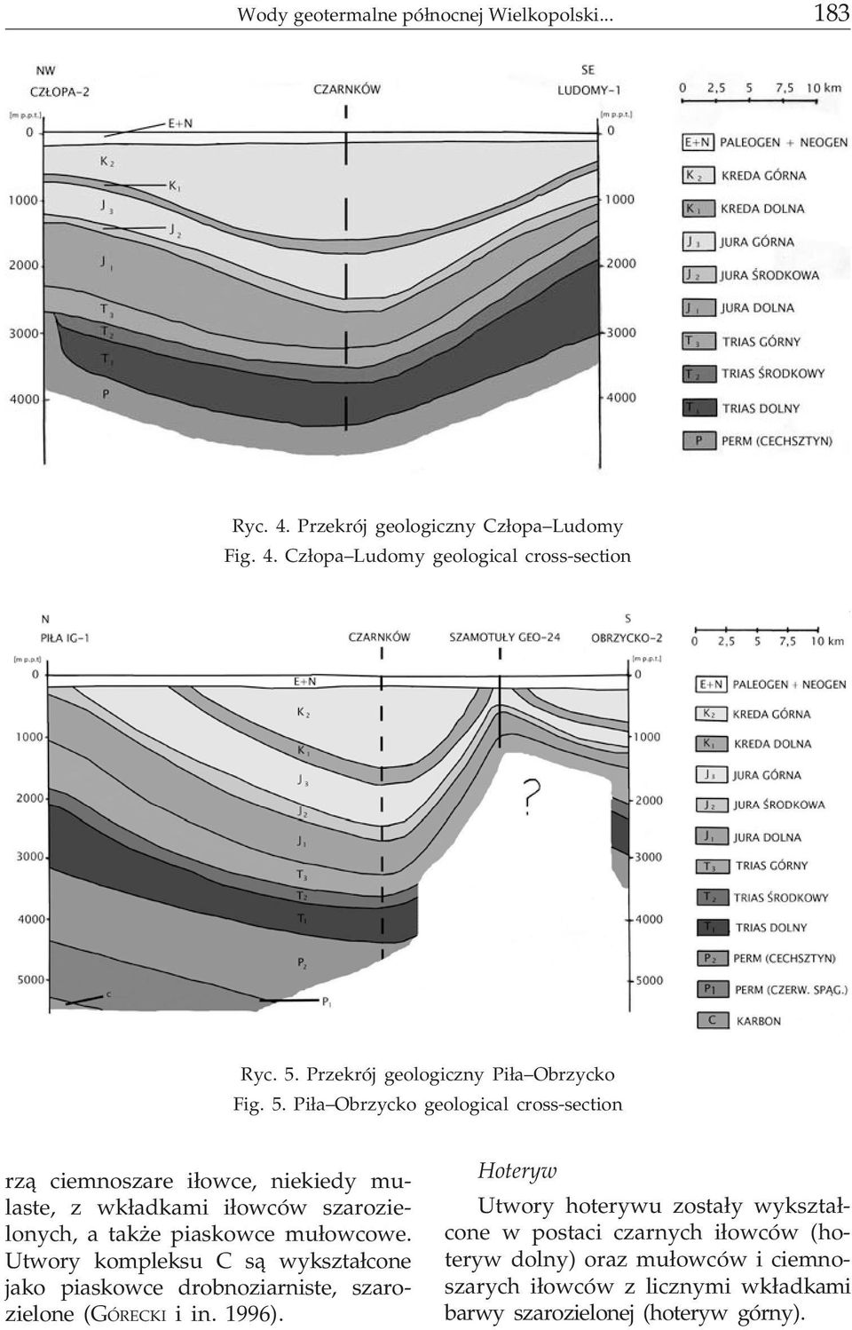 Pi³a Obrzycko geological cross-section rz¹ ciemnoszare i³owce, niekiedy mulaste, z wk³adkami i³owców szarozielonych, a tak e piaskowce mu³owcowe.