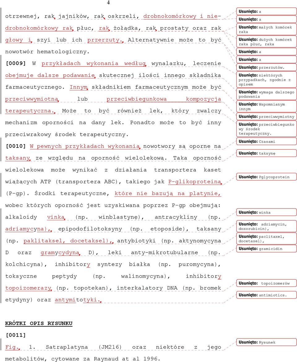 Innym składnikiem farmaceutycznym może być przeciwwymiotna lub przeciwbiegunkowa kompozycja terapeutyczna. Może to być również lek, który zwalczy mechanizm oporności na dany lek.