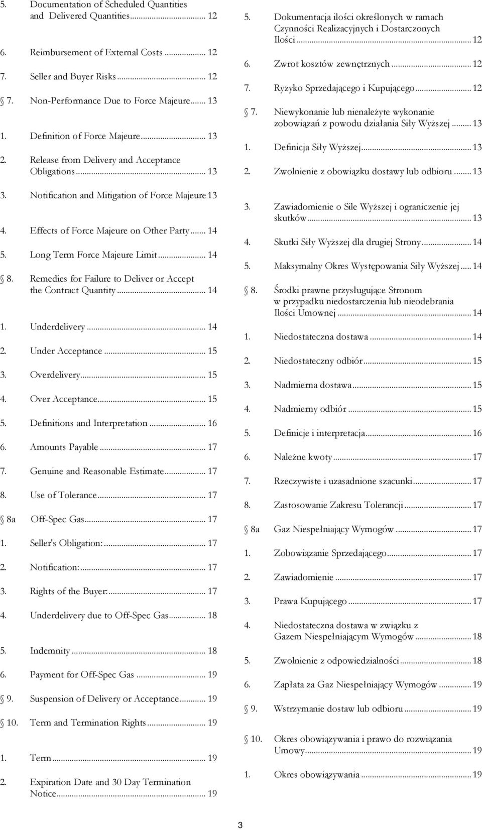 Long Term Force Majeure Limit... 14 8. Remedies for Failure to Deliver or Accept the Contract Quantity... 14 1. Underdelivery... 14 2. Under Acceptance... 15 3. Overdelivery... 15 4. Over Acceptance.