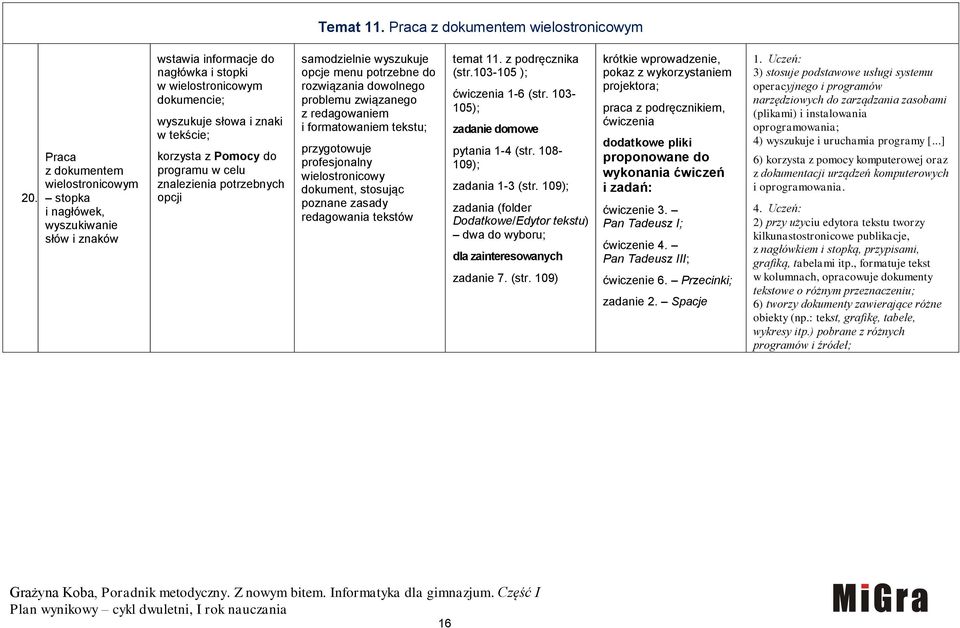 Pomocy do programu w celu znalezienia potrzebnych opcji samodzielnie wyszukuje opcje menu potrzebne do rozwiązania dowolnego problemu związanego z redagowaniem i formatowaniem tekstu; przygotowuje