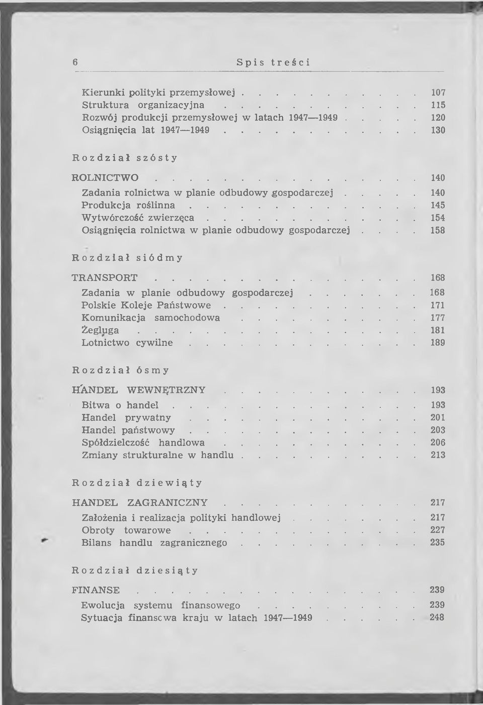.. 145 W ytw órczość z w i e r z ę c a... 154 O siągnięcia ro ln ictw a w p lanie odbudow y gospodarczej.... 158 Rozdział siódmy T R A N S P O R T.