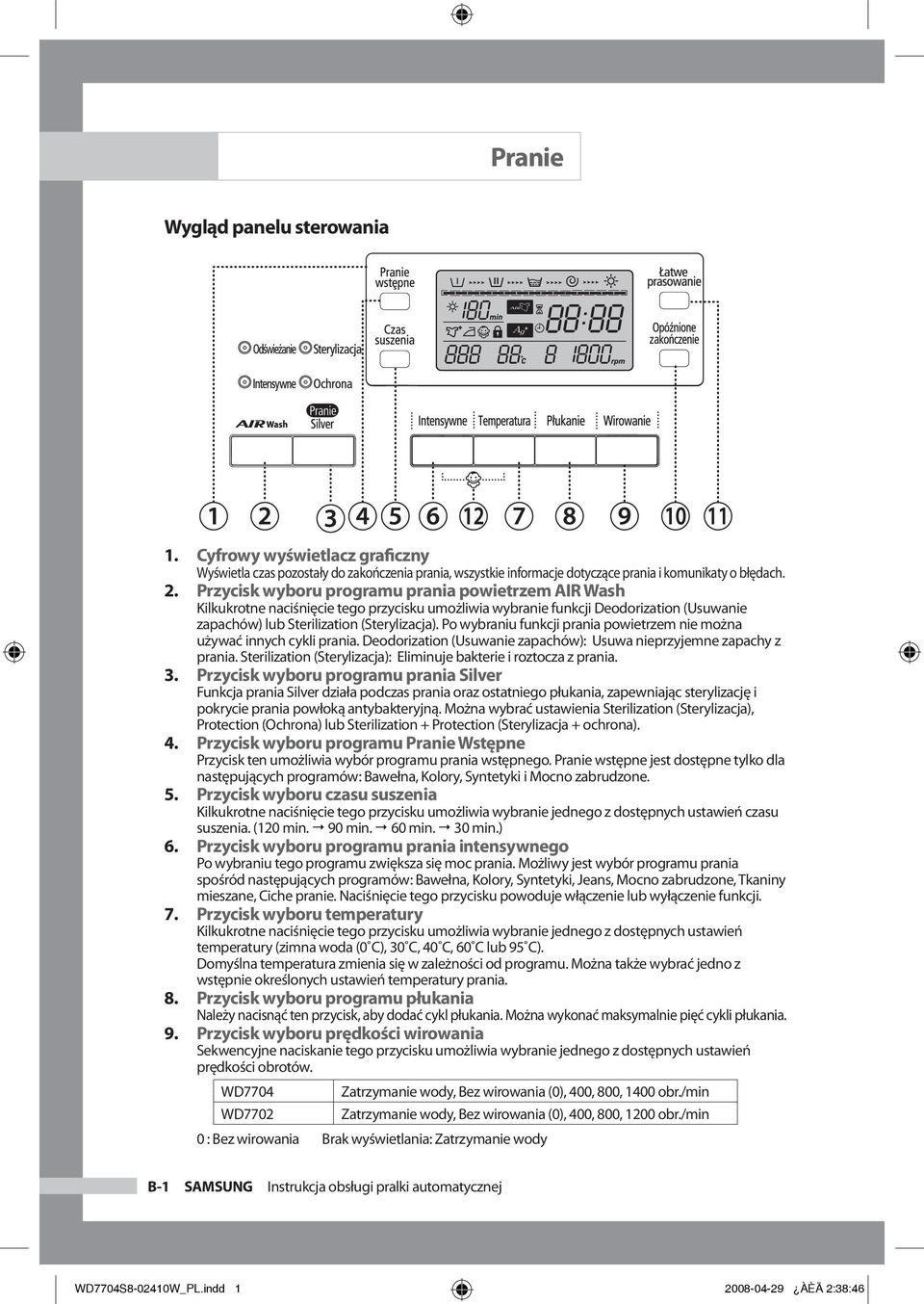 Instrukcja obsługi pralki automatycznej - PDF Darmowe pobieranie