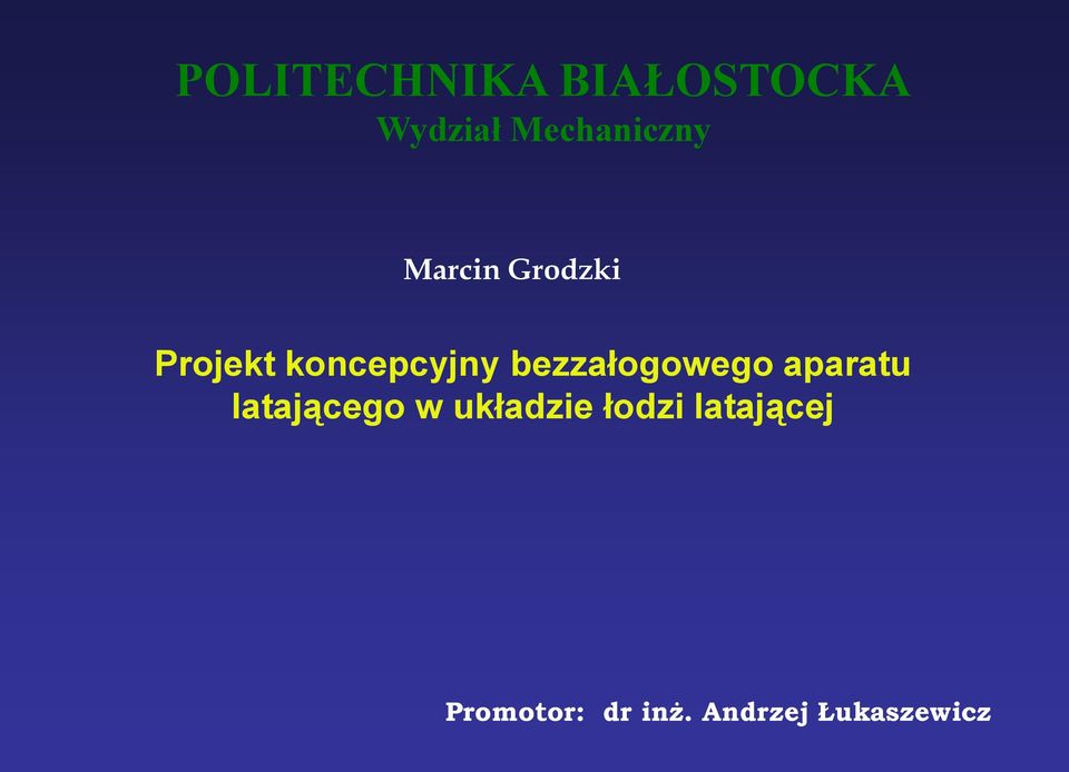 bezzałogowego aparatu latającego w układzie