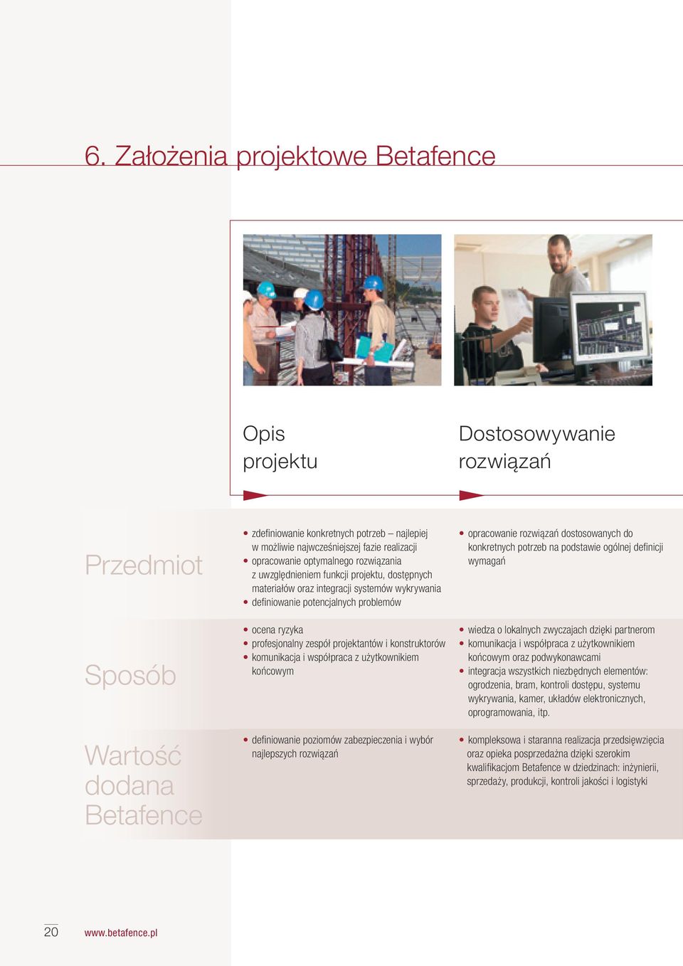 profesjonalny zespół projektantów i konstruktorów komunikacja i współpraca z użytkownikiem końcowym definiowanie poziomów zabezpieczenia i wybór najlepszych rozwiązań opracowanie rozwiązań