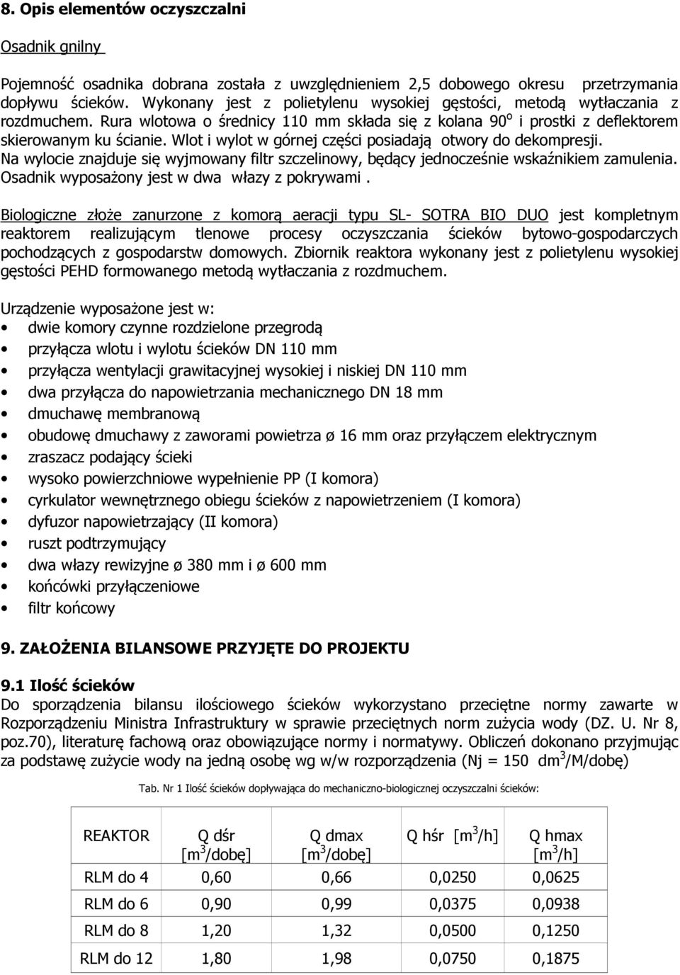 Wlot i wylot w górnej części posiadają otwory do dekompresji. Na wylocie znajduje się wyjmowany filtr szczelinowy, będący jednocześnie wskaźnikiem zamulenia.