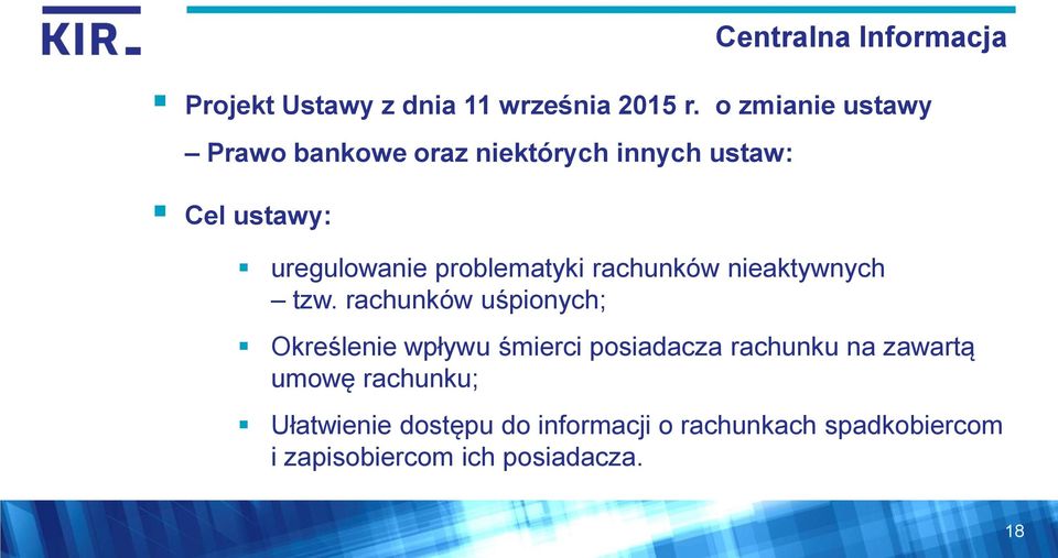 uregulowanie problematyki rachunków nieaktywnych tzw.