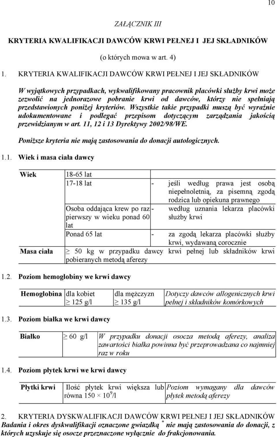 spełniają przedstawionych poniżej kryteriów. Wszystkie takie przypadki muszą być wyraźnie udokumentowane i podlegać przepisom dotyczącym zarządzania jakością przewidzianym w art.