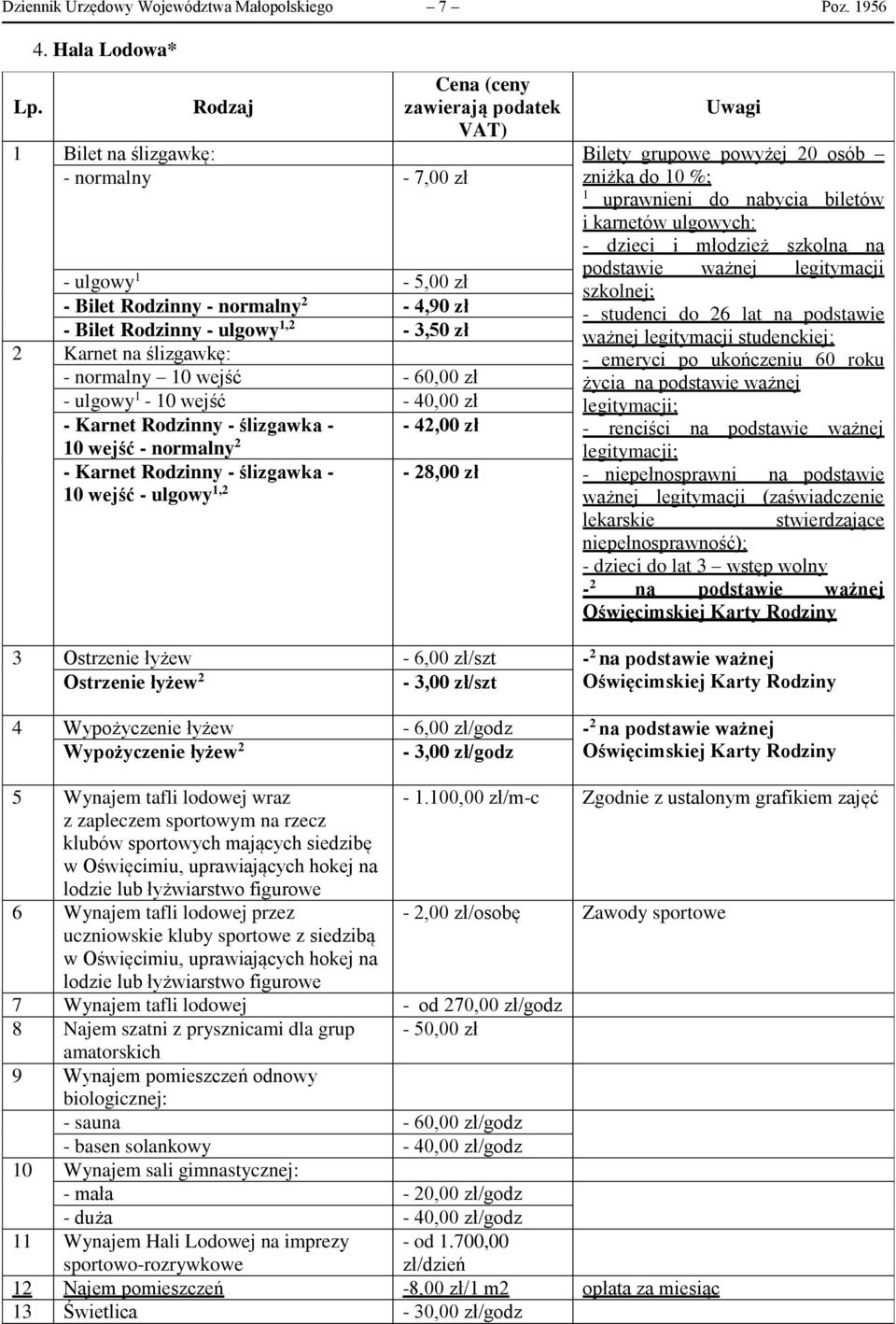 i młodzież szkolna na 2 podstawie ważnej legitymacji - ulgowy 1-5,00 zł szkolnej; - Bilet Rodzinny - normalny 2-4,90 zł - studenci do 26 lat na podstawie - Bilet Rodzinny - ulgowy 1,2-3,50 zł ważnej