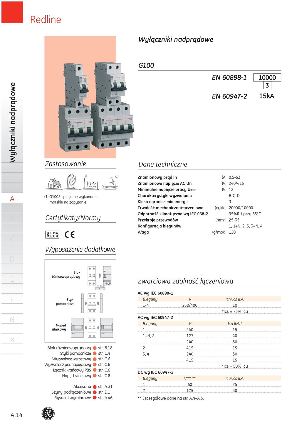 (cykle) 0000/0000 Odporność klimatyczna wg I 08 9%RH przy Przekroje przewodów (mm ) Konfiguracja biegunów, +N,,, +N, Waga (g/mod) 0 Zwarciowa zdolność łączeniowa Styki pomocnicze Napęd silnikowy lok