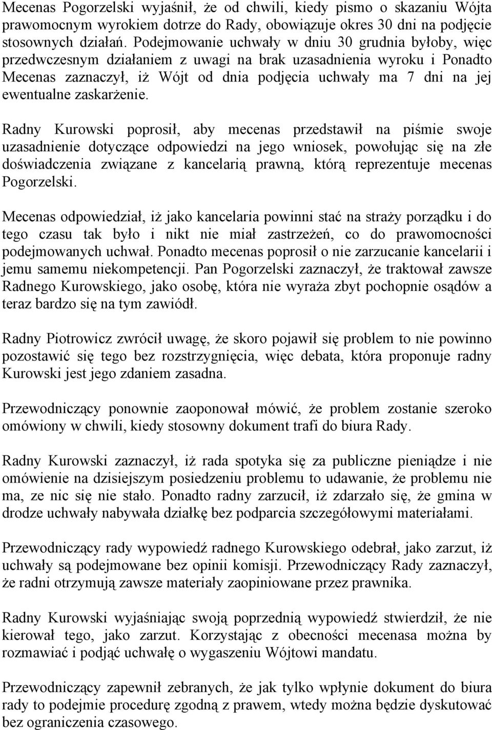 ewentualne zaskarżenie.