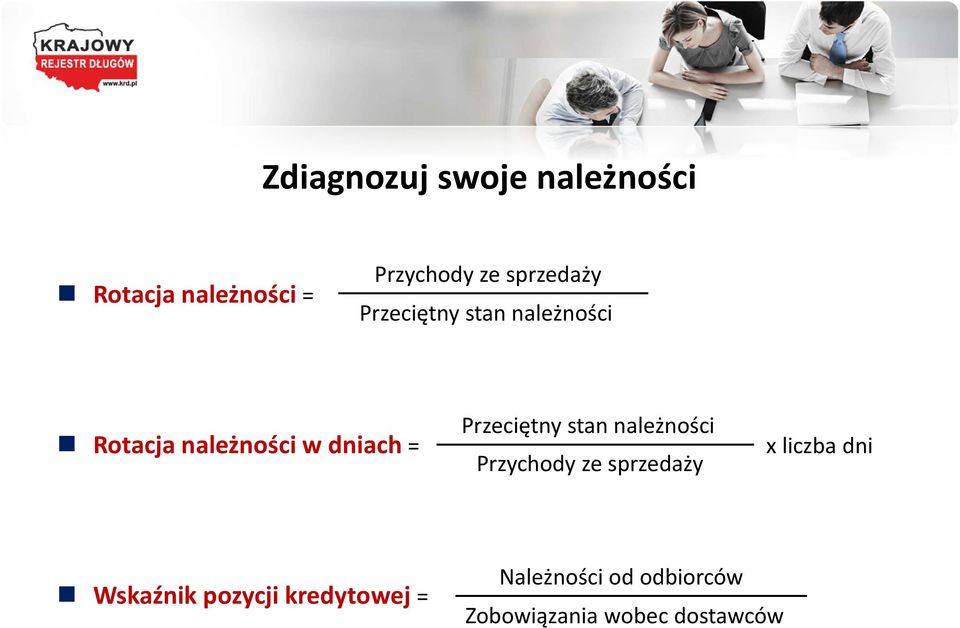 Rotacja należności w dniach = x liczba dni Przychody ze sprzedaży