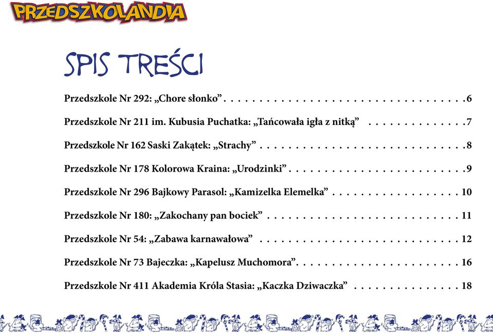 Kraina: Urodzinki 9 Przedszkole Nr 296 Bajkowy Parasol: Kamizelka Elemelka 10 Przedszkole Nr 180: Zakochany pan bociek