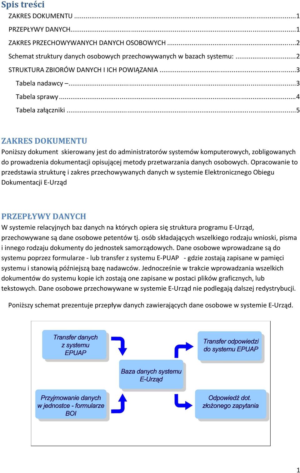 ..5 ZAKRES DOKUMENTU Poniższy dokument skierowany jest do administratorów systemów komputerowych, zobligowanych do prowadzenia dokumentacji opisującej metody przetwarzania danych osobowych.