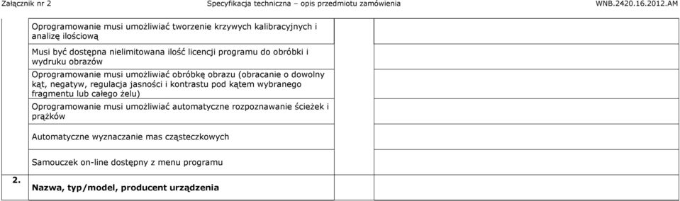 negatyw, regulacja jasności i kontrastu pod kątem wybranego fragmentu lub całego żelu) Oprogramowanie musi umożliwiać