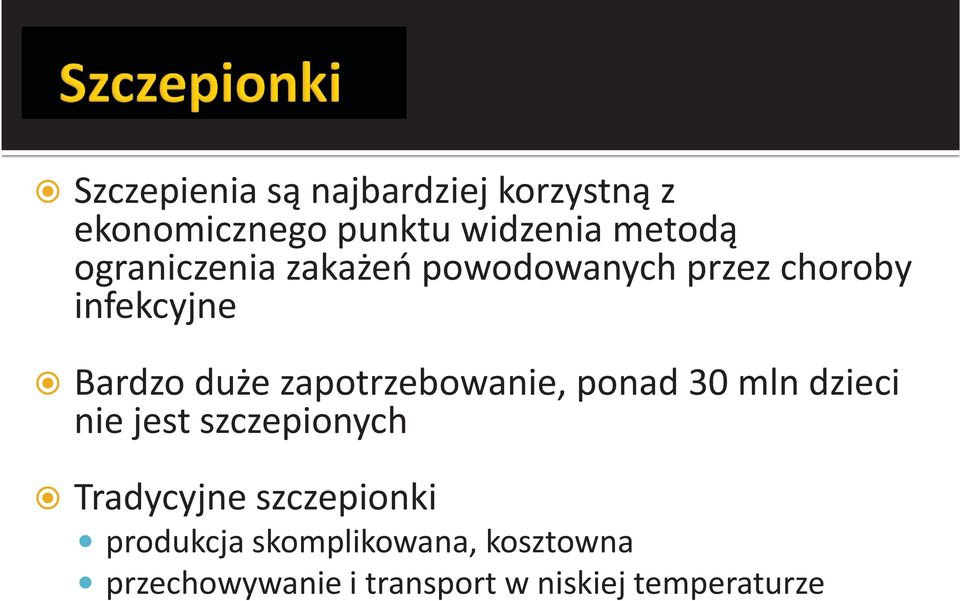 zapotrzebowanie, ponad 30 mln dzieci nie jest szczepionych Tradycyjne