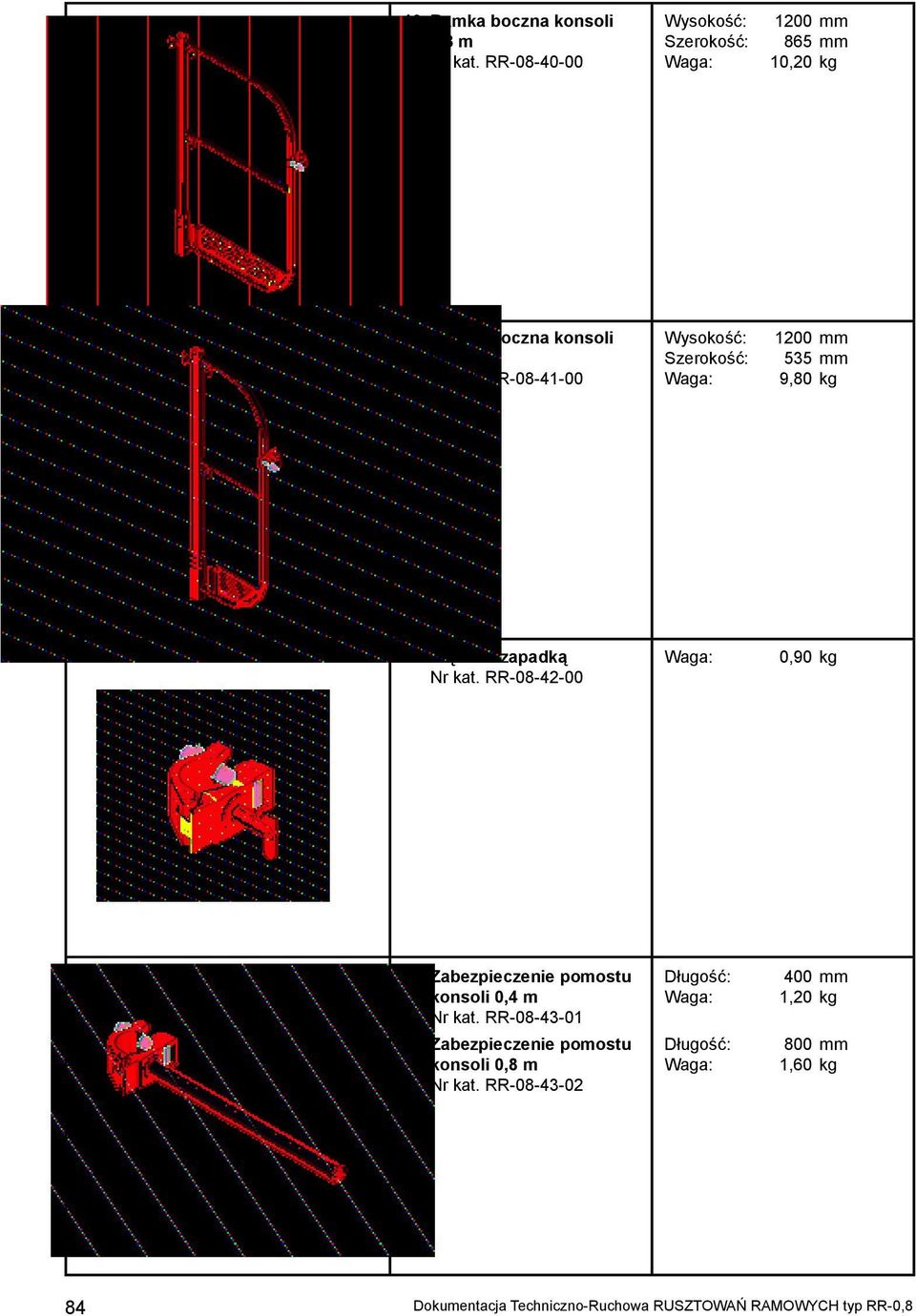 RR-08-42-00 0,90 kg 43. Zabezpieczenie pomostu konsoli 0,4 m Nr kat.