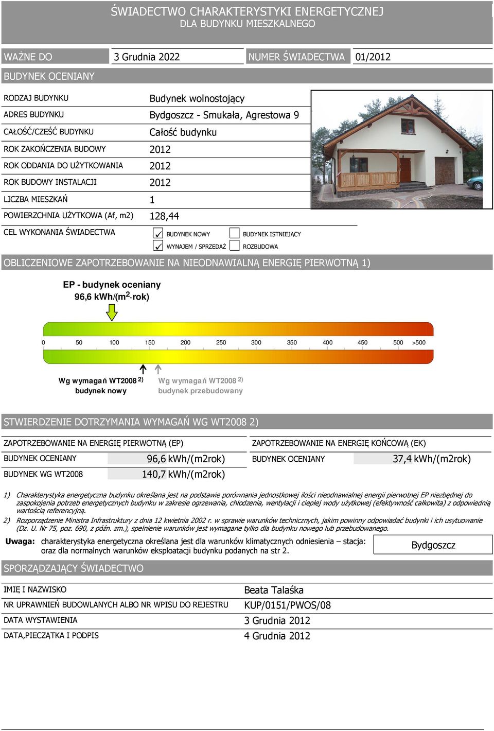 ŚWIADECTWA Całość budynku BUDYNEK NOWY BUDYNEK ISTNIEJĄCY WYNAJEM / SPRZEDAŻ ROZBUDOWA OBLICZENIOWE NIEODNAWIALNĄ ENERGIĘ PIERWOTNĄ 1) EP - budynek oceniany 96,6 kwh/(m 2 rok) 0 50 100 150 200 250