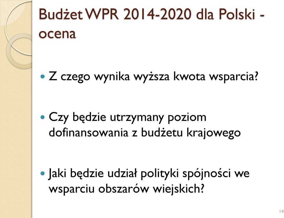 Czy będzie utrzymany poziom dofinansowania z budżetu