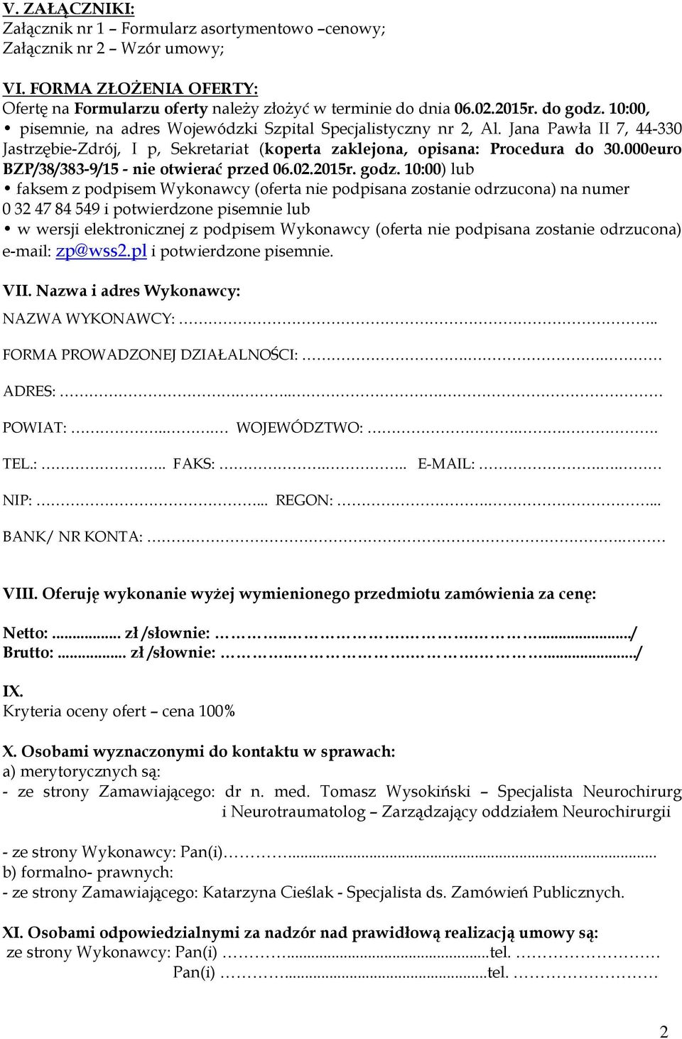 000euro BZP/38/383-9/15 - nie otwierać przed 06.02.2015r. godz.