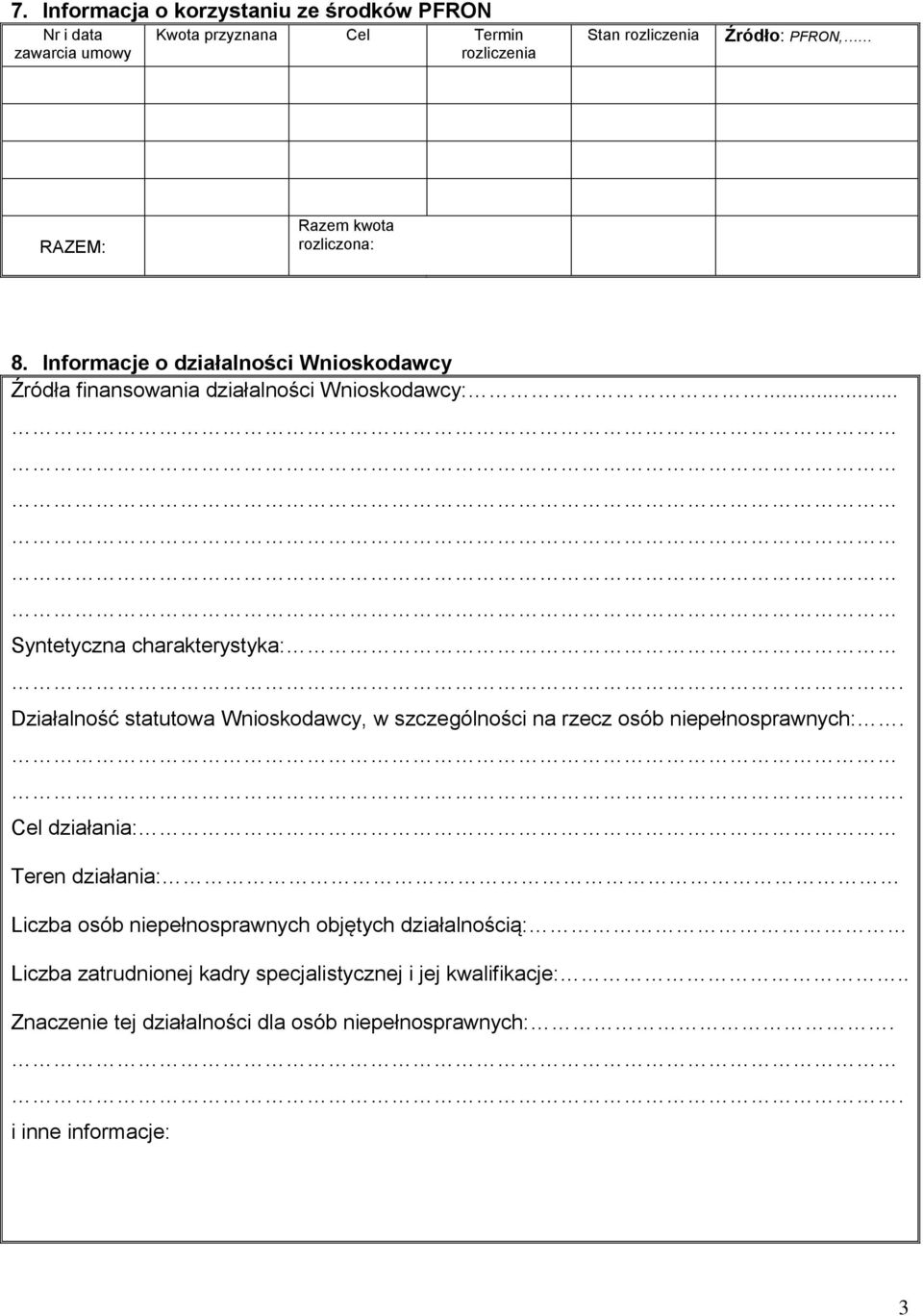 Działalność statutowa Wnioskodawcy, w szczególności na rzecz osób niepełnosprawnych:.