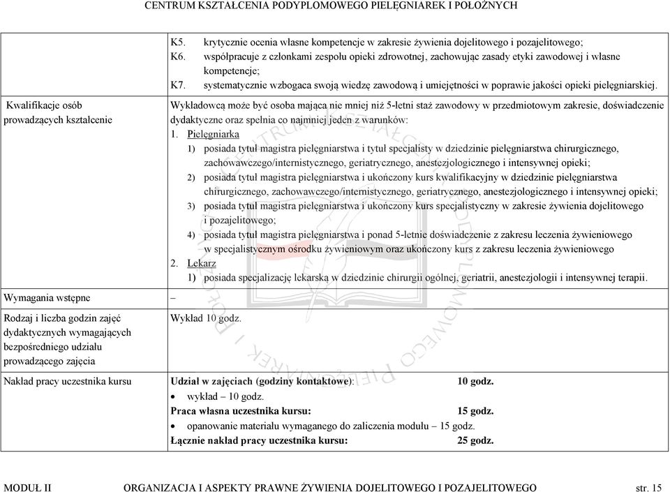 systematycznie wzbogaca swoją wiedzę zawodową i umiejętności w poprawie jakości opieki pielęgniarskiej.