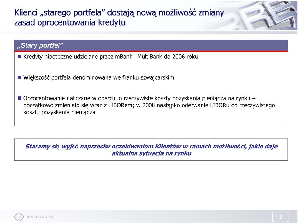 rzeczywiste koszty pozyskania pieniądza na rynku początkowo zmieniało się wraz z LIBORem; w 2008 nastąpiło oderwanie LIBORu od