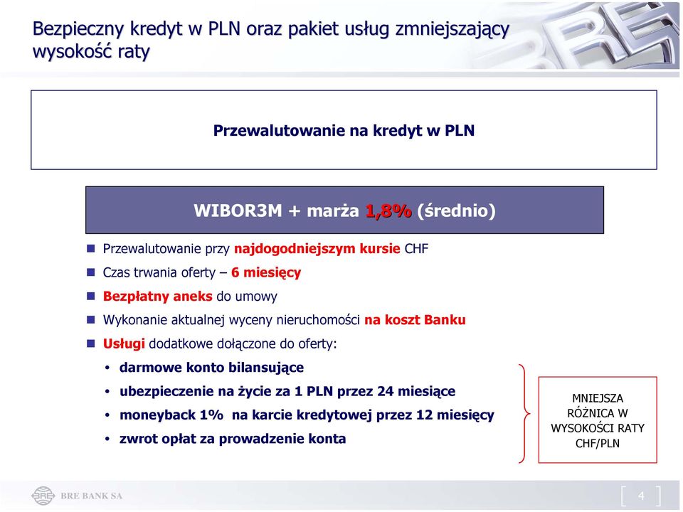 wyceny nieruchomości na koszt Banku Usługi dodatkowe dołączone do oferty: darmowe konto bilansujące ubezpieczenie na życie za 1 PLN