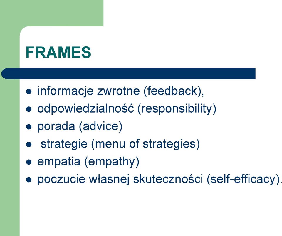 (advice) strategie (menu of strategies)