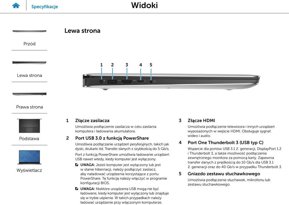 Port z funkcją PowerShare umożliwia ładowanie urządzeń USB nawet wtedy, kiedy komputer jest wyłączony.