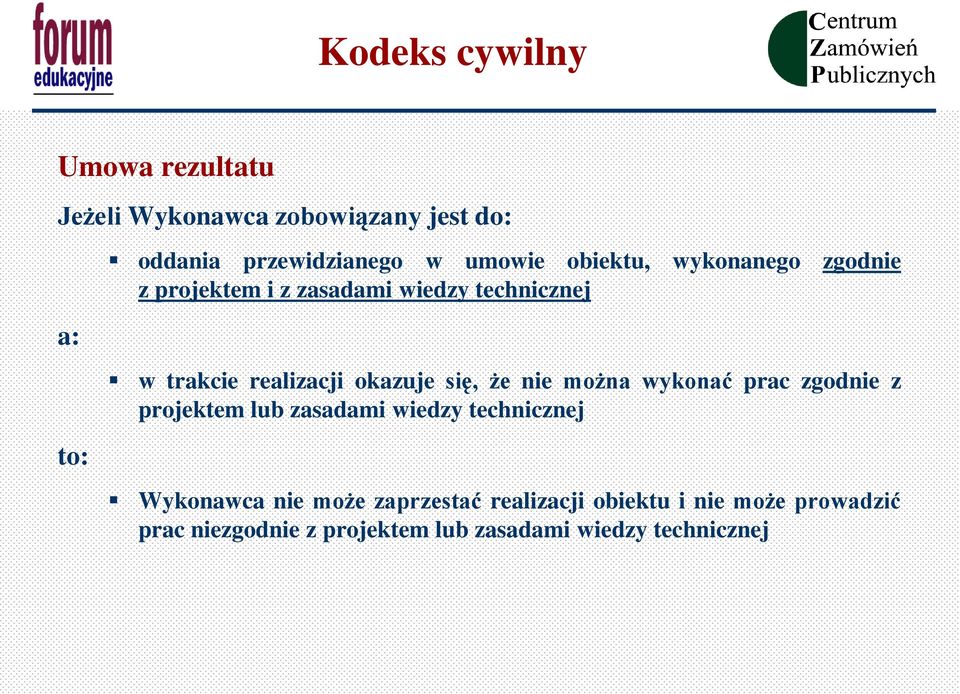 okazuje się, że nie można wykonać prac zgodnie z projektem lub zasadami wiedzy technicznej Wykonawca nie