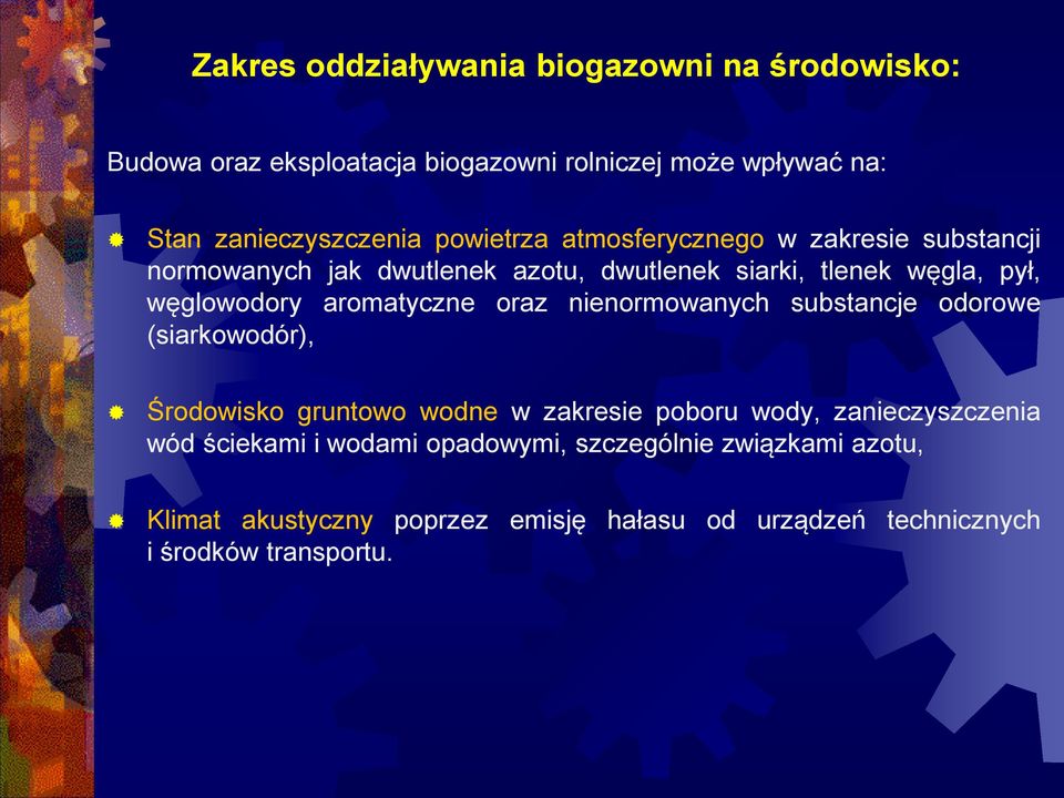 aromatyczne oraz nienormowanych substancje odorowe (siarkowodór), Środowisko gruntowo wodne w zakresie poboru wody, zanieczyszczenia