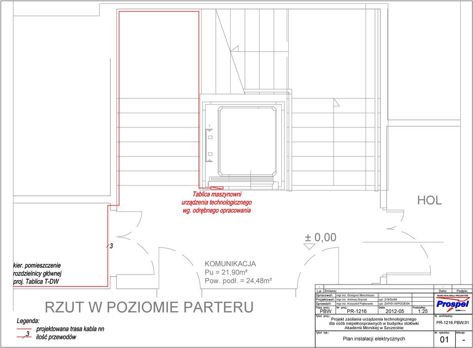 ZAP/0116/POOE/04 PBW PR-1216 2012-05 1:25 Projekt zasilania urządzenia technologicznego dla osób