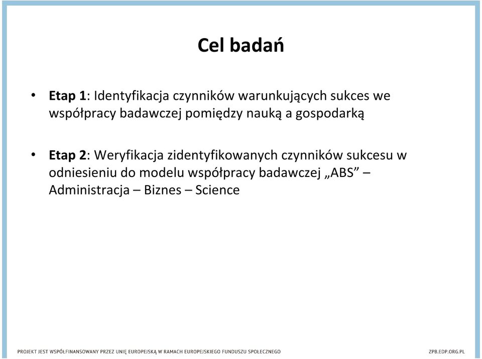 Etap 2: Weryfikacja zidentyfikowanych czynników sukcesu w