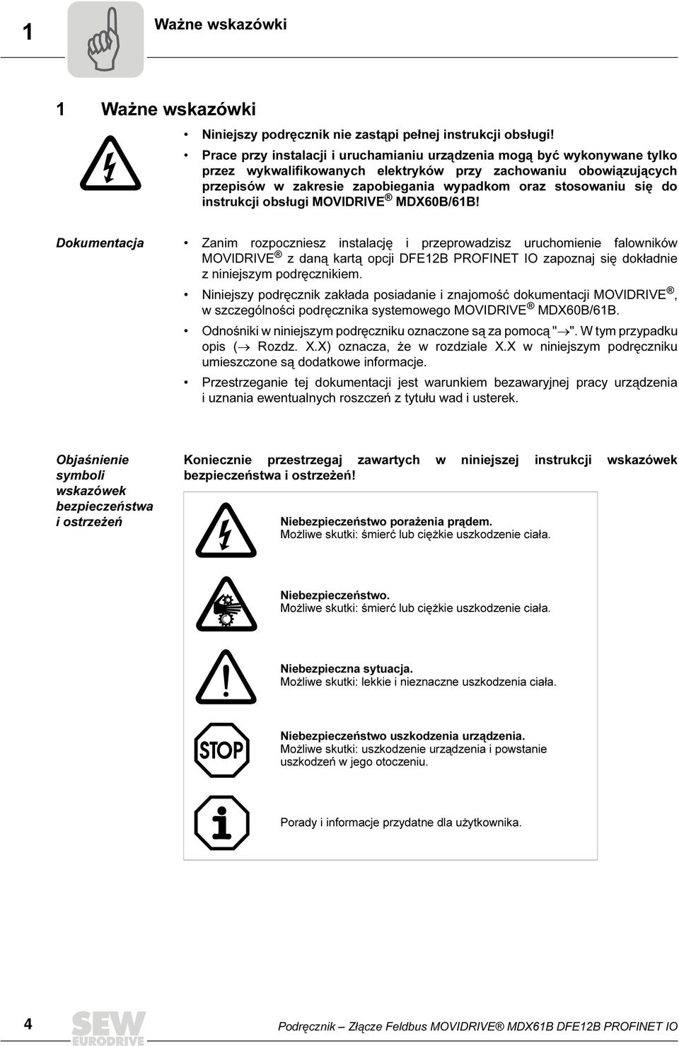 się do instrukcji obsługi MOVIDRIVE MDX60B/61B!