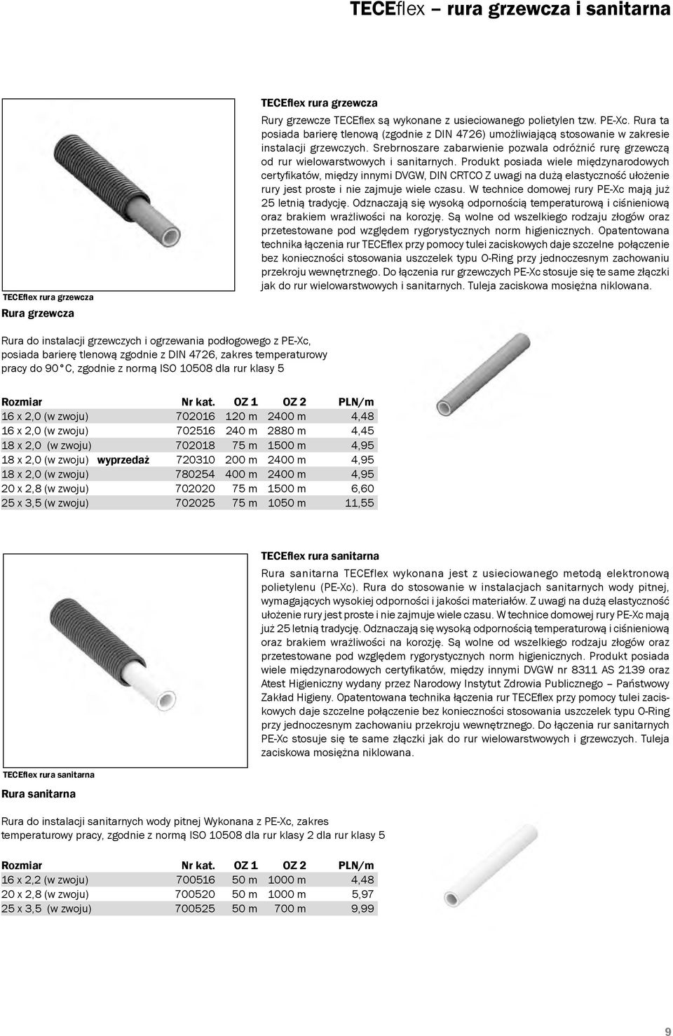 Srebrnoszare zabarwienie pozwala odróżnić rurę grzewczą od rur wielowarstwowych i sanitarnych.