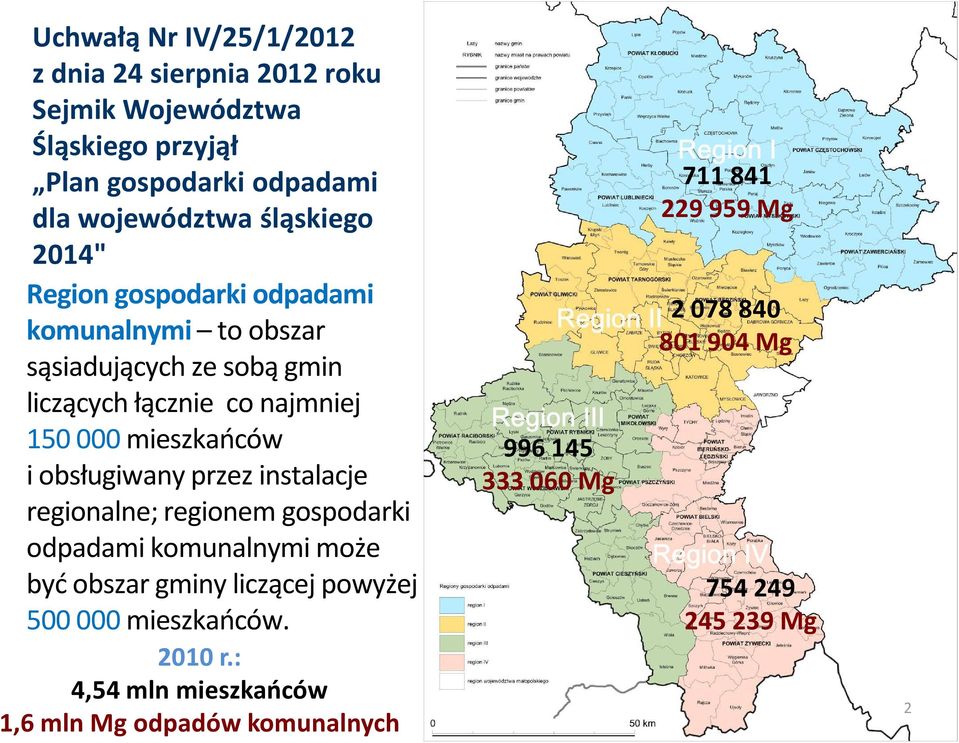 mieszkańców i obsługiwany przez instalacje regionalne; regionem gospodarki odpadami komunalnymi może być obszar gminy liczącej powyżej